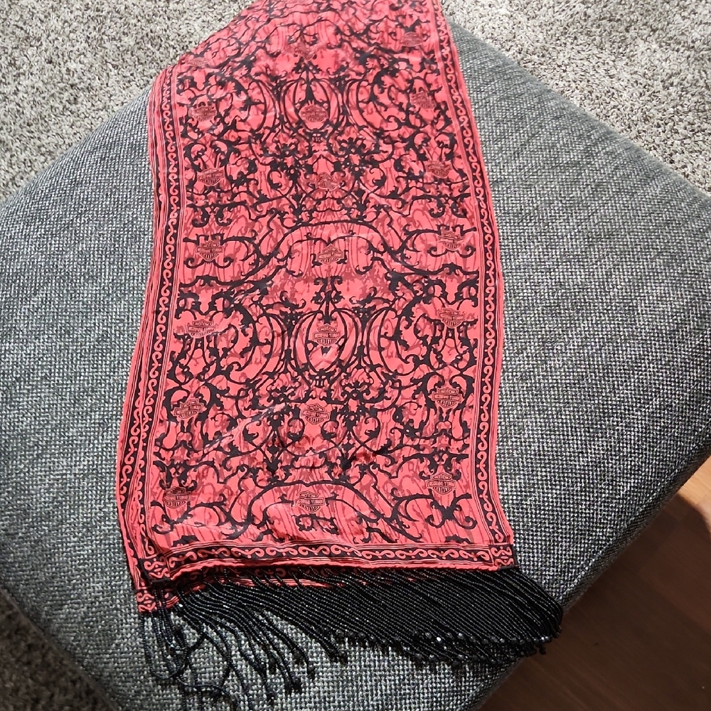Harley-Davidson Black and Red Ornate Scarf